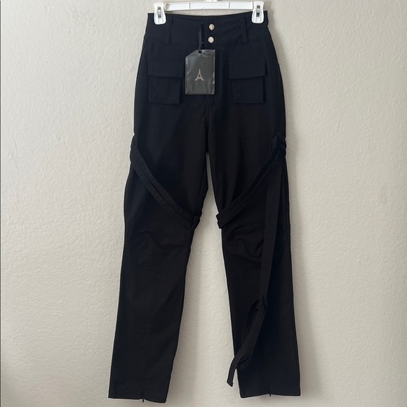 NWT MANIERE DE VOIR Carpenter Cargo Trousers Black Pants in Size 4 - Picture 4 of 16